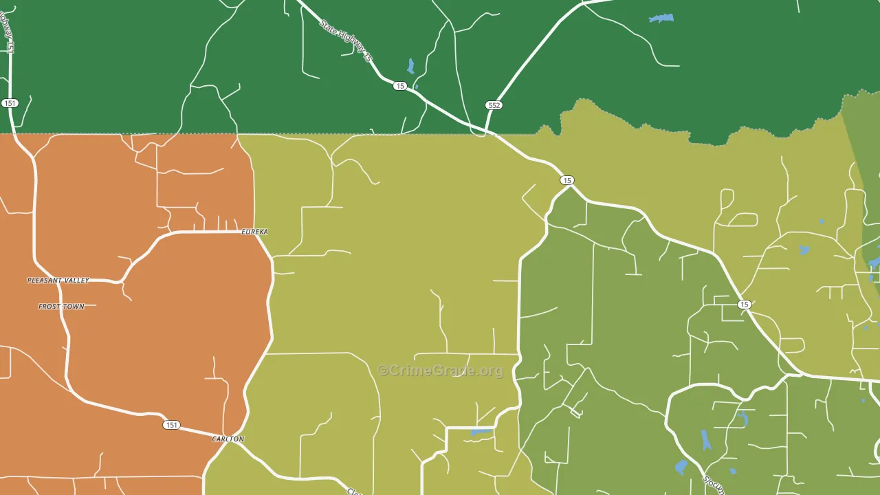 Eureka, LA Map of Robbery Rates