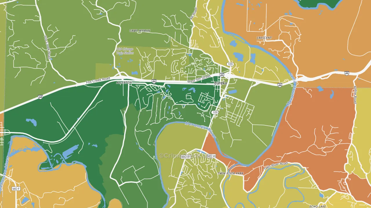 Eureka, MO Map of Robbery Rates