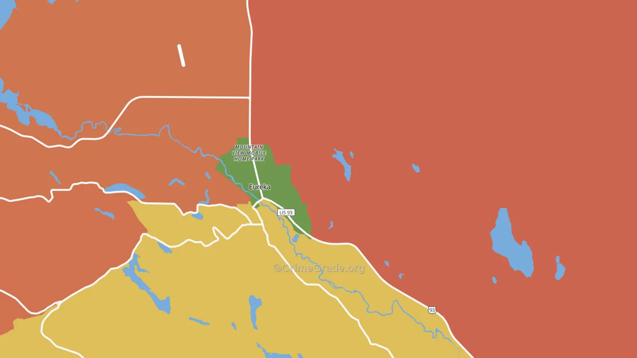 Eureka, MT Map of Robbery Rates