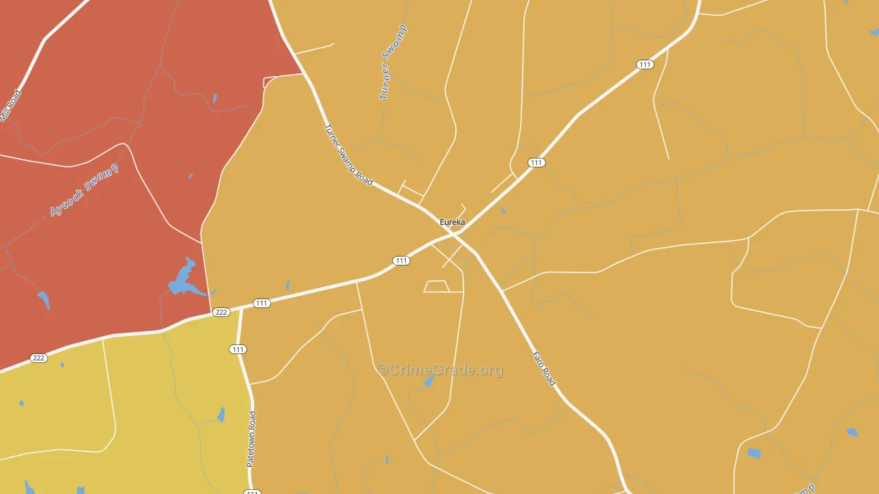 Eureka, NC Map of Robbery Rates