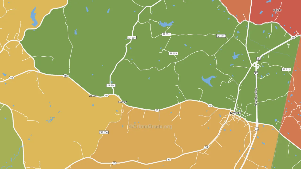 Eureka, VA Map of Robbery Rates
