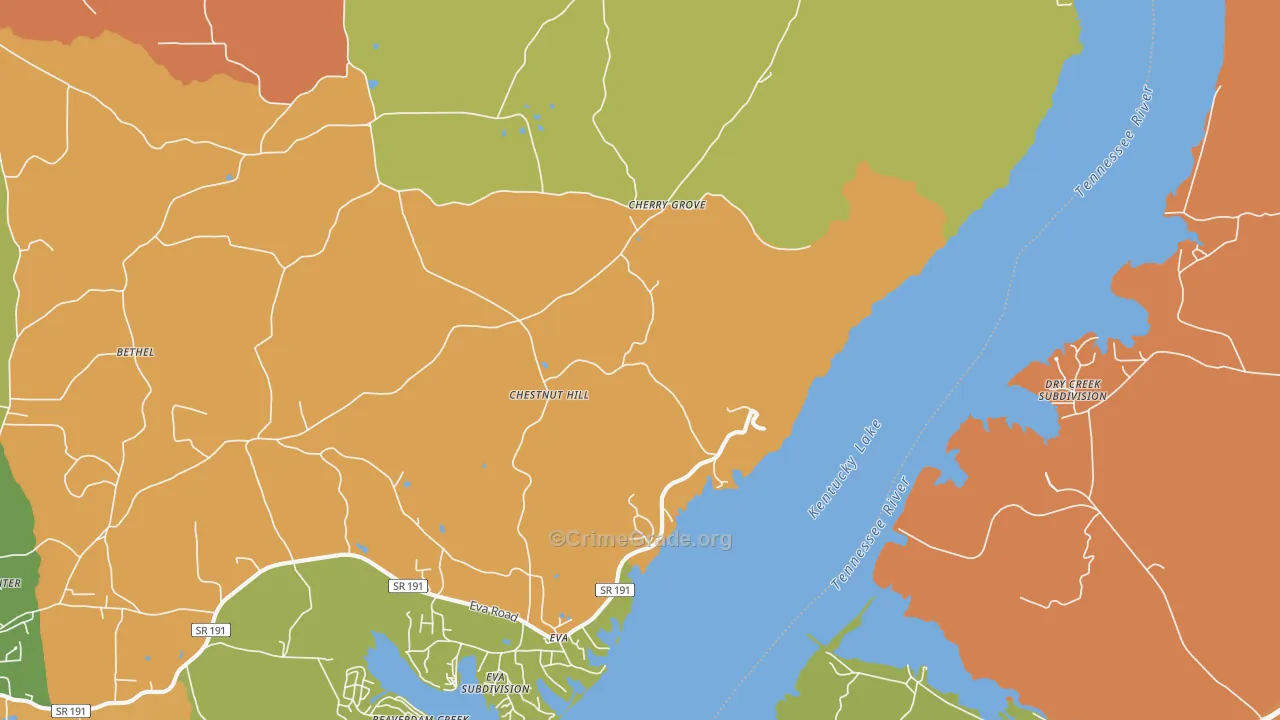 Eva, TN Map of Robbery Rates