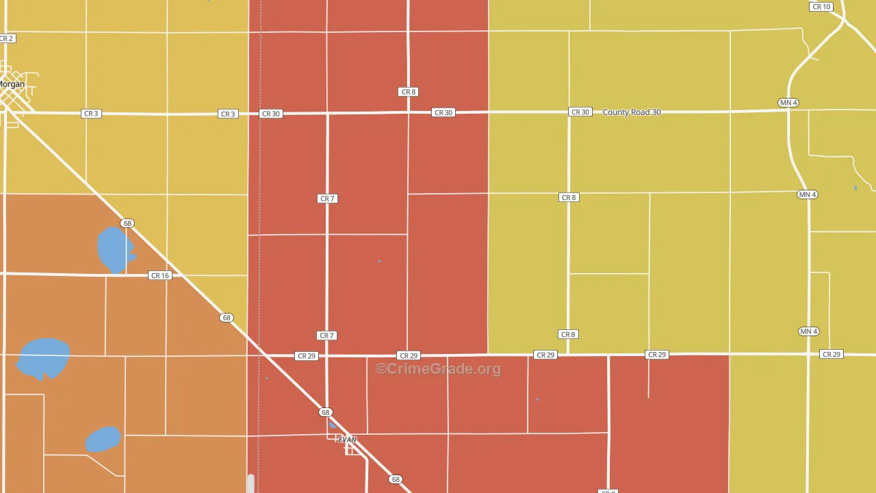 Evan, MN Map of Robbery Rates