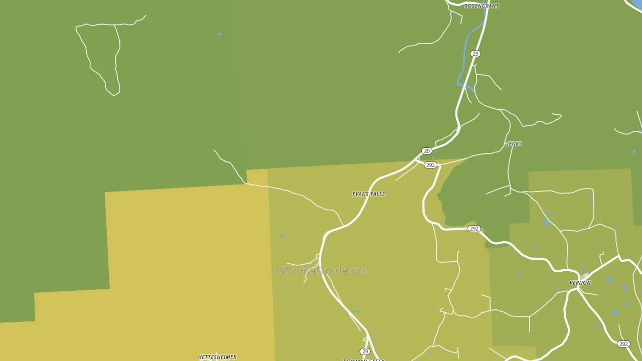 Evans Falls, PA Map of Robbery Rates