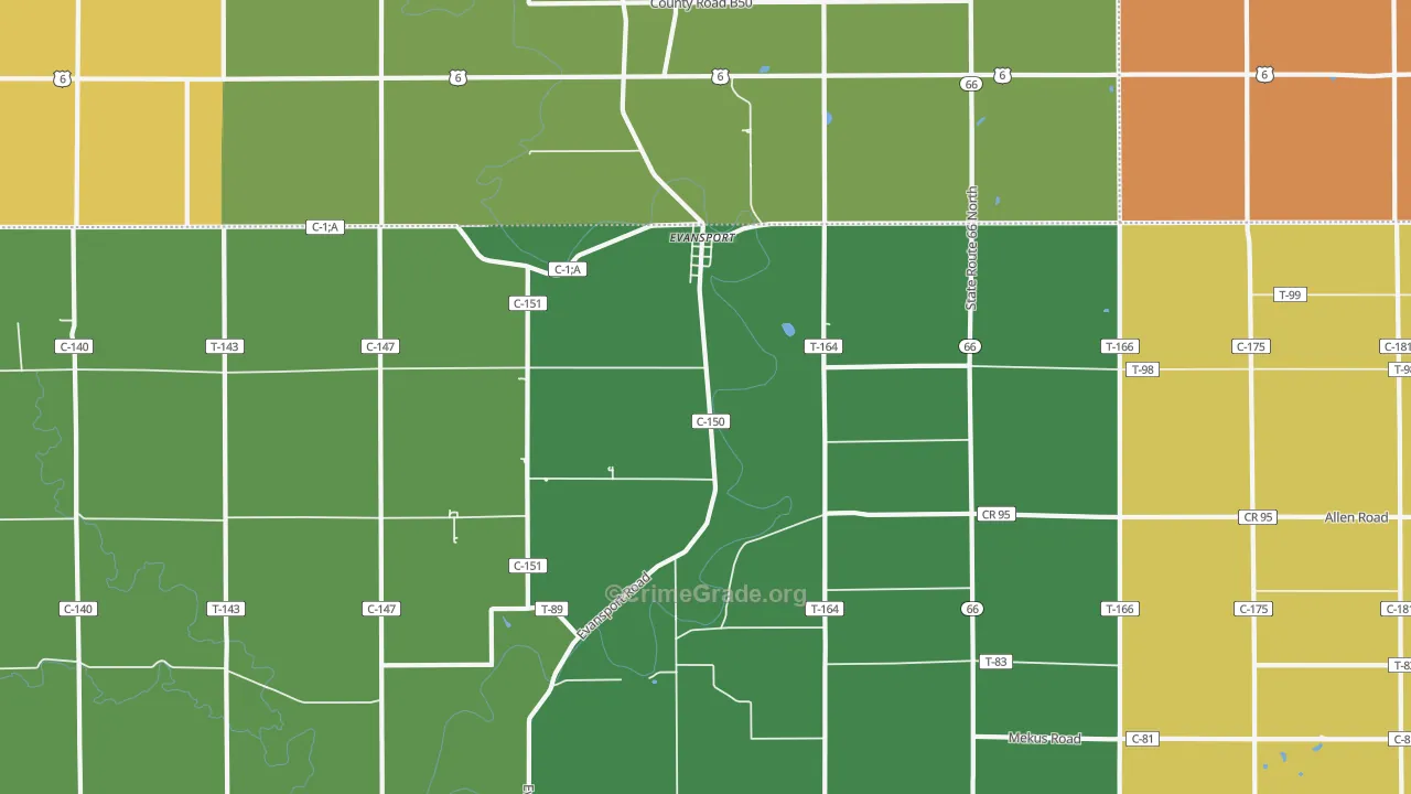 Evansport, OH Map of Robbery Rates