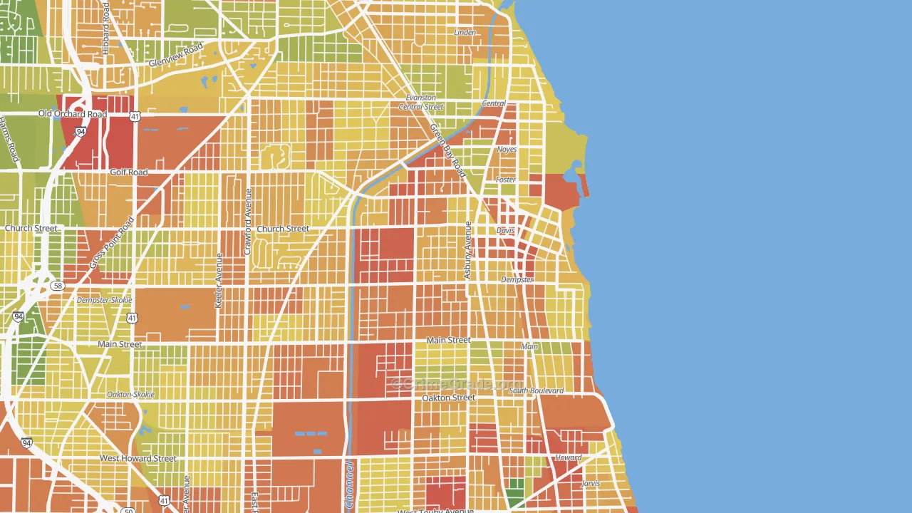 Evanston, IL Map of Robbery Rates