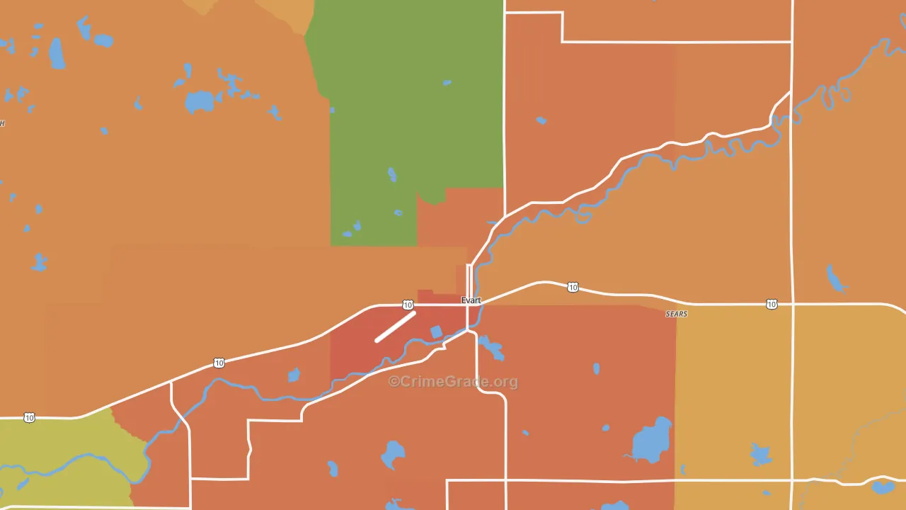 Evart, MI Map of Robbery Rates