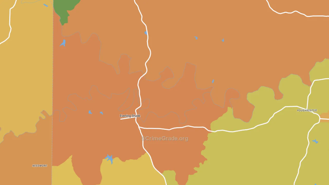 Evening Shade, AR Map of Robbery Rates