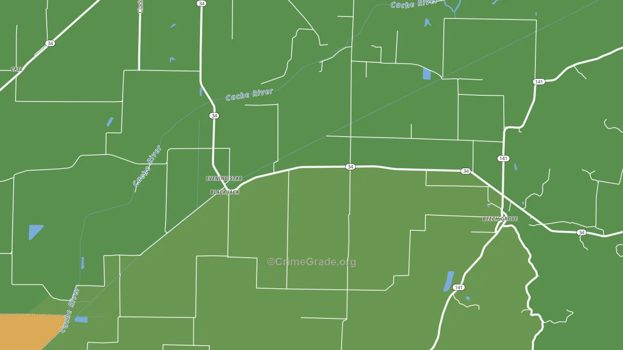 Evening Star, AR Map of Robbery Rates