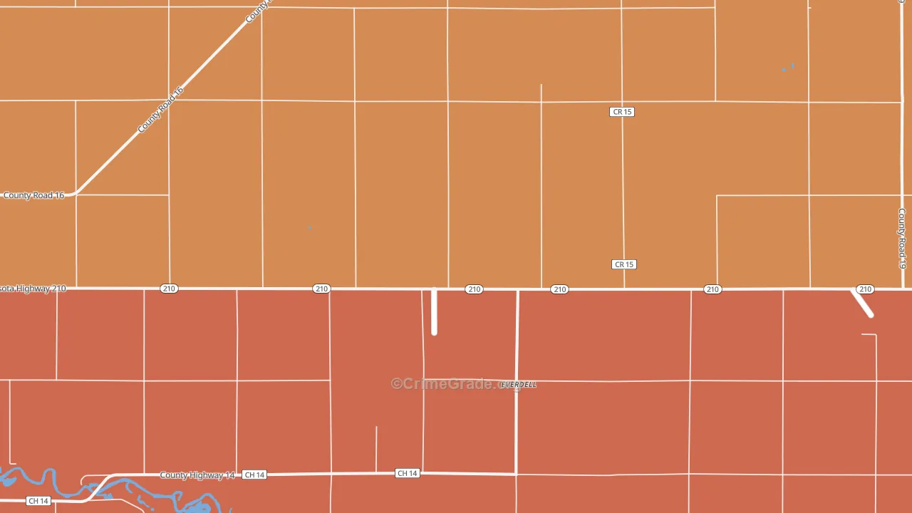 Everdell, MN Map of Robbery Rates