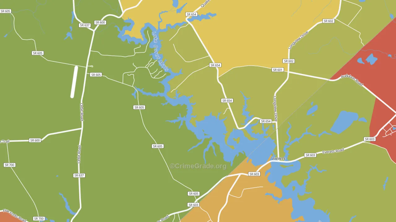 Everets, VA Map of Robbery Rates