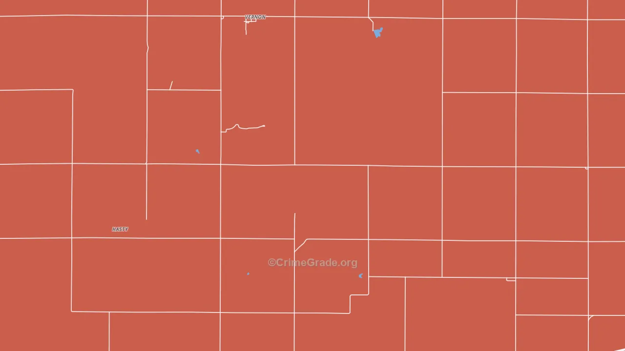Everett, KS Map of Robbery Rates