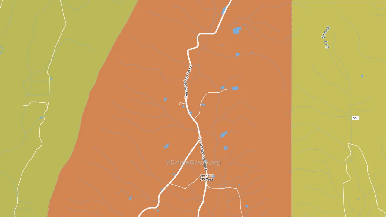 Everett Springs, GA Map of Robbery Rates