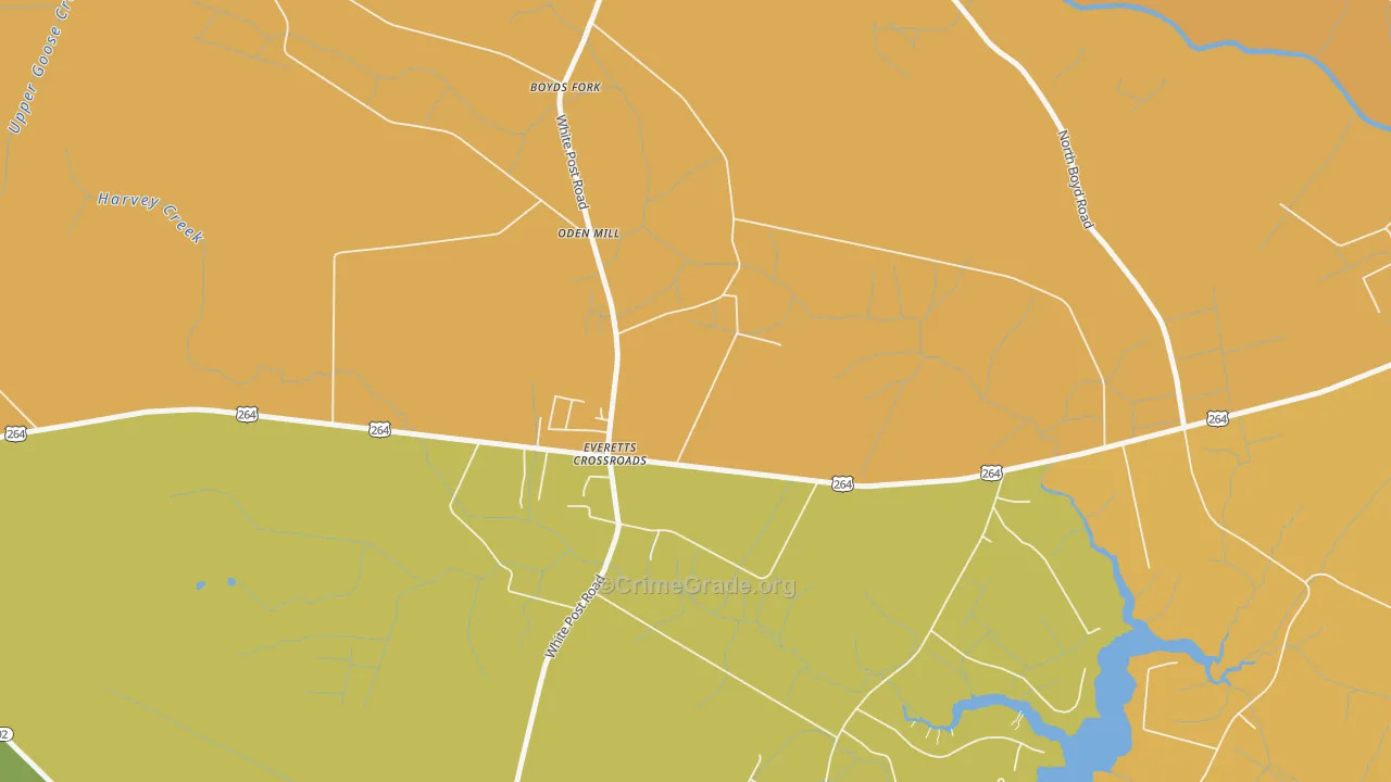 Everetts Crossroads, NC Map of Robbery Rates