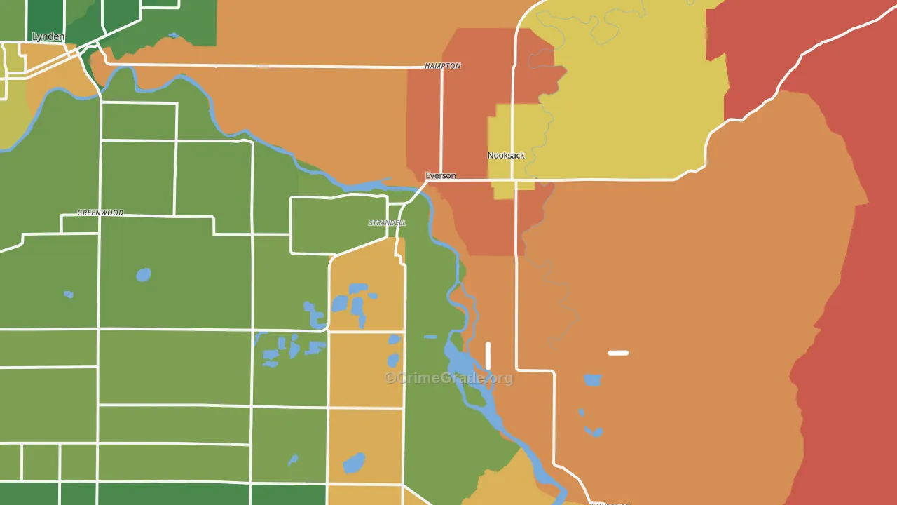 Everson, WA Map of Robbery Rates