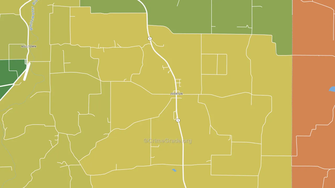 Everton, IN Map of Robbery Rates
