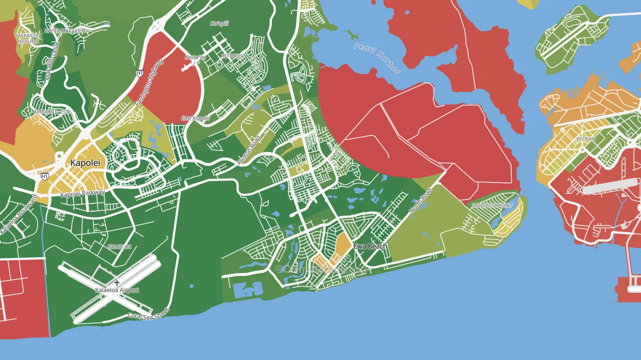 Ewa, Ewa Beach, HI Map of Robbery Rates