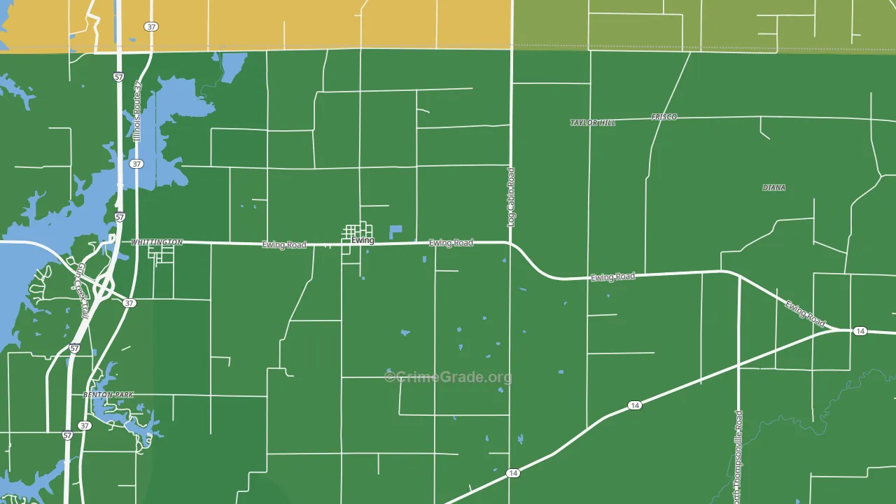 Ewing, IL Map of Robbery Rates