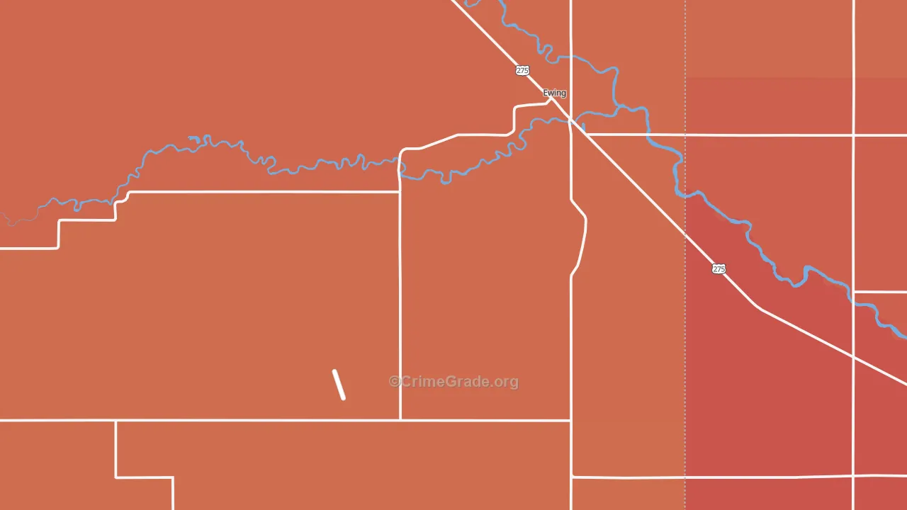 Ewing, NE Map of Robbery Rates