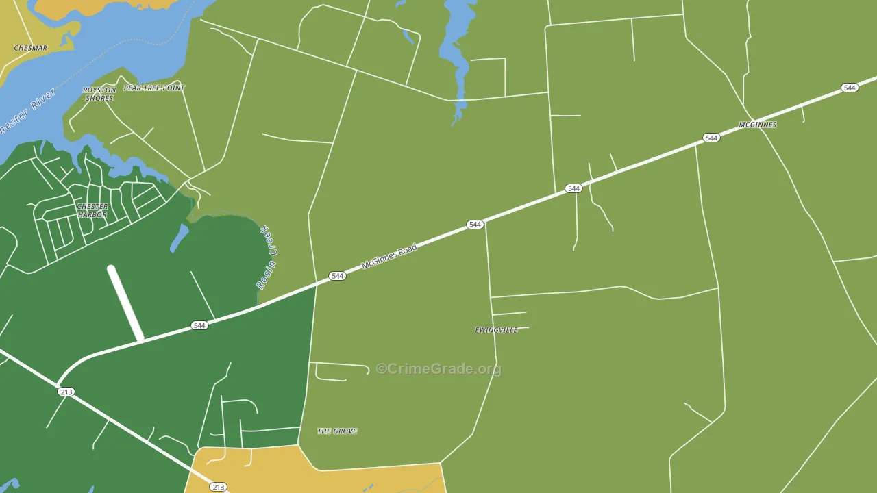 Ewingville, MD Map of Robbery Rates