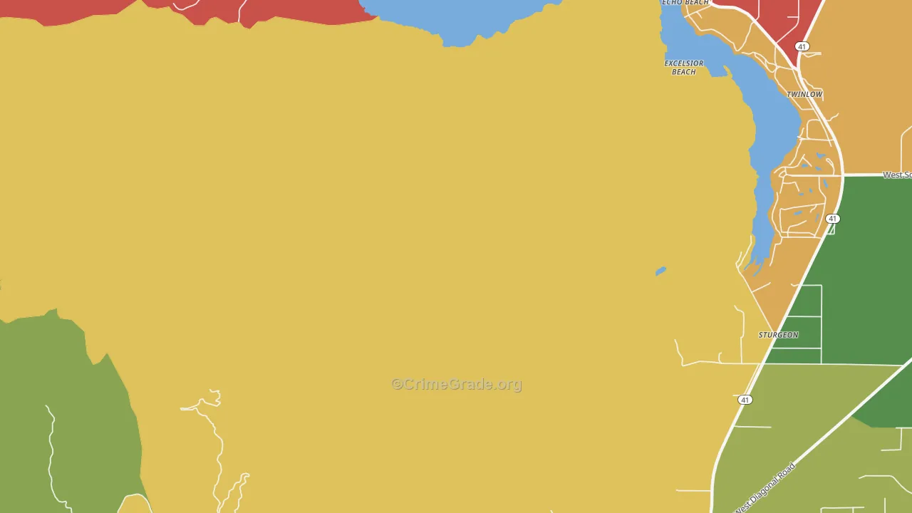 Excelsior Beach, ID Map of Robbery Rates