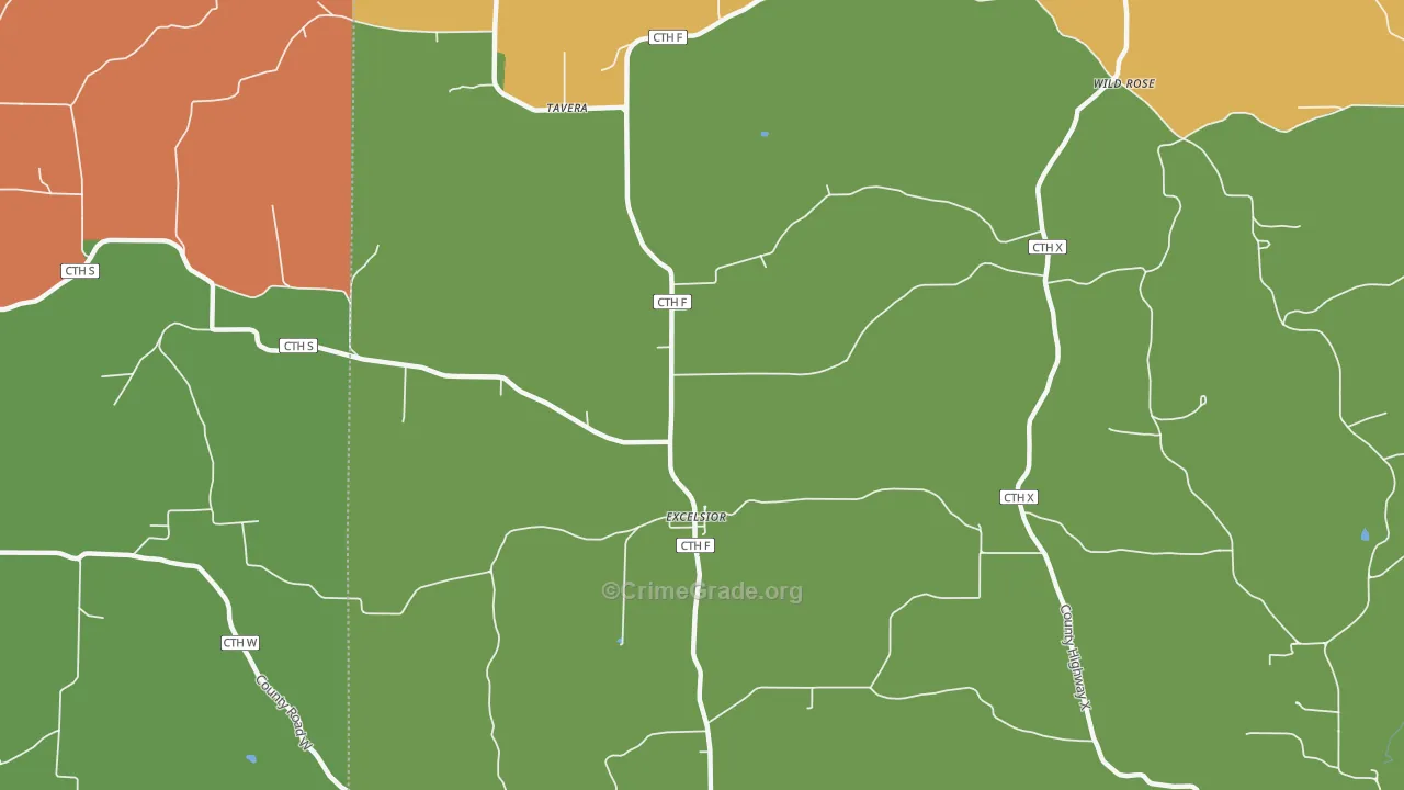 Excelsior, WI Map of Robbery Rates