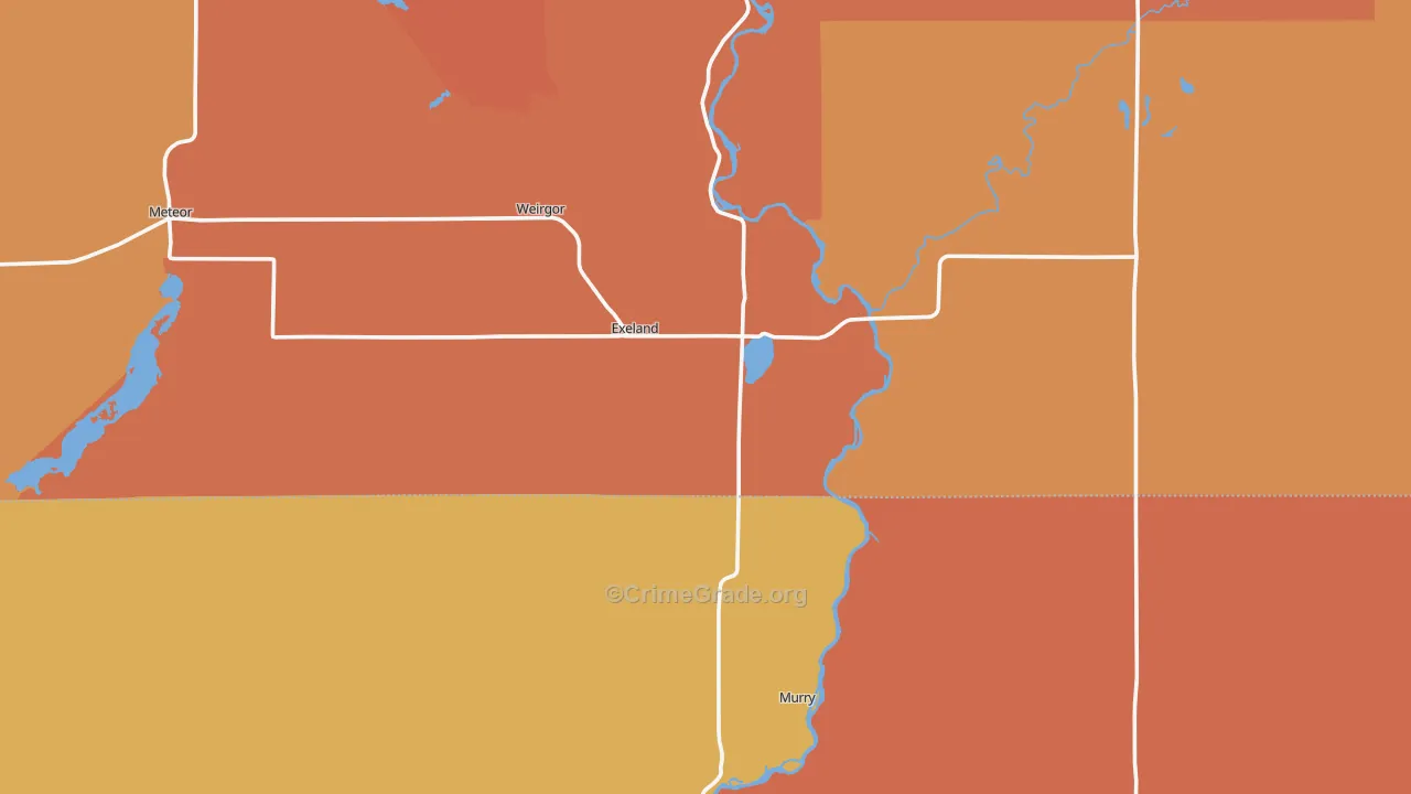 Exeland, WI Map of Robbery Rates