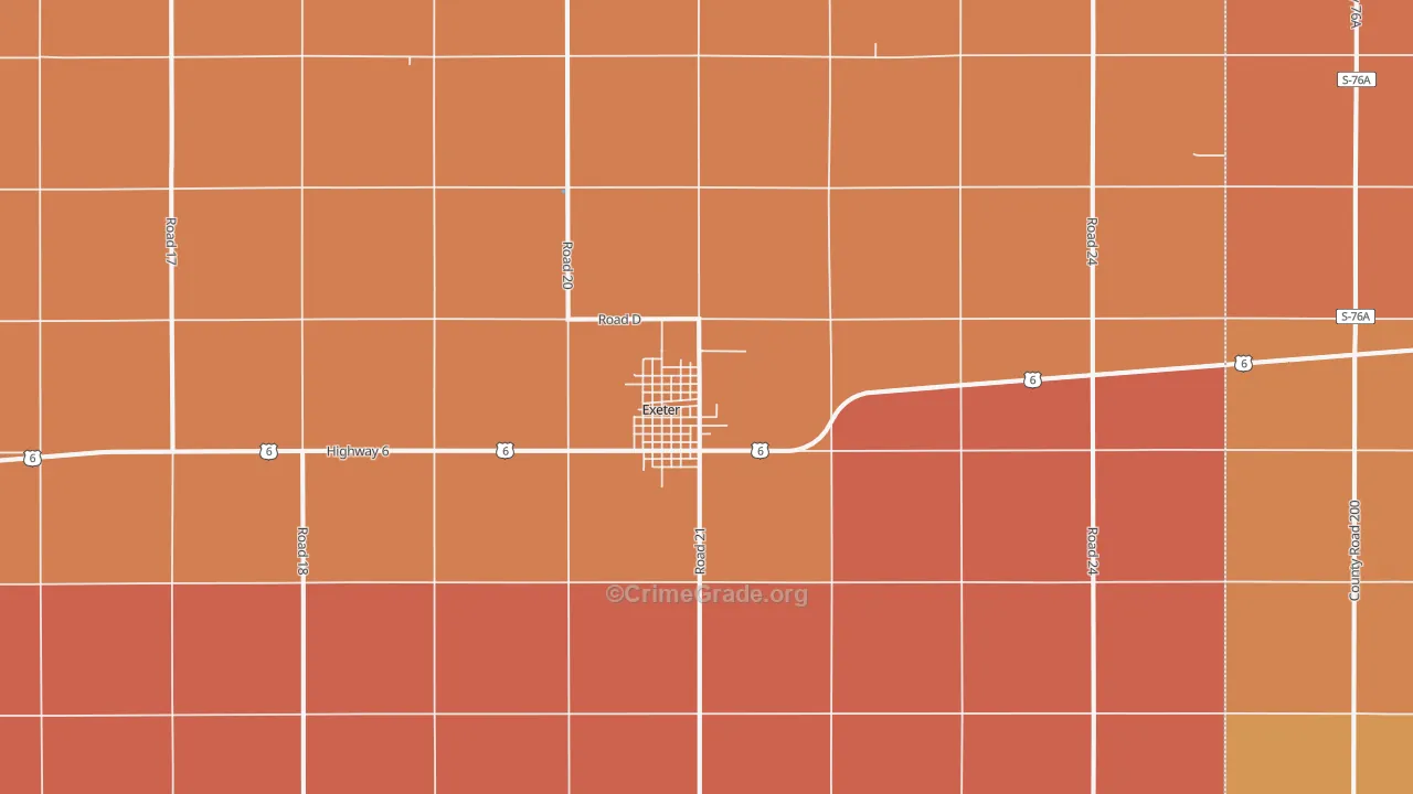 Exeter, NE Map of Robbery Rates