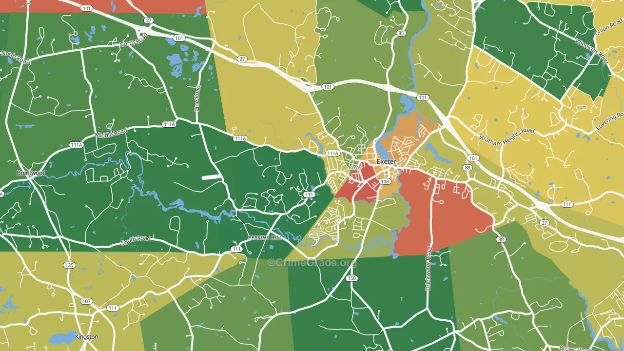 Exeter, NH Map of Robbery Rates