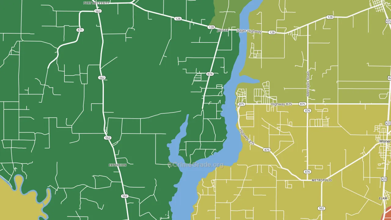 Extension, LA Map of Robbery Rates