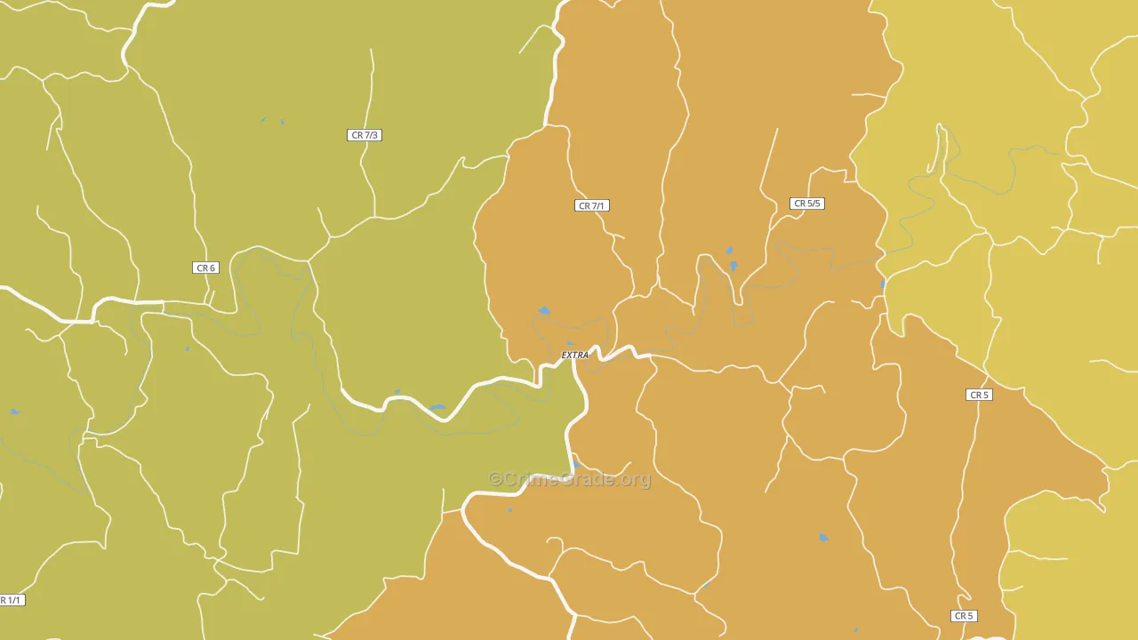 Extra, WV Map of Robbery Rates