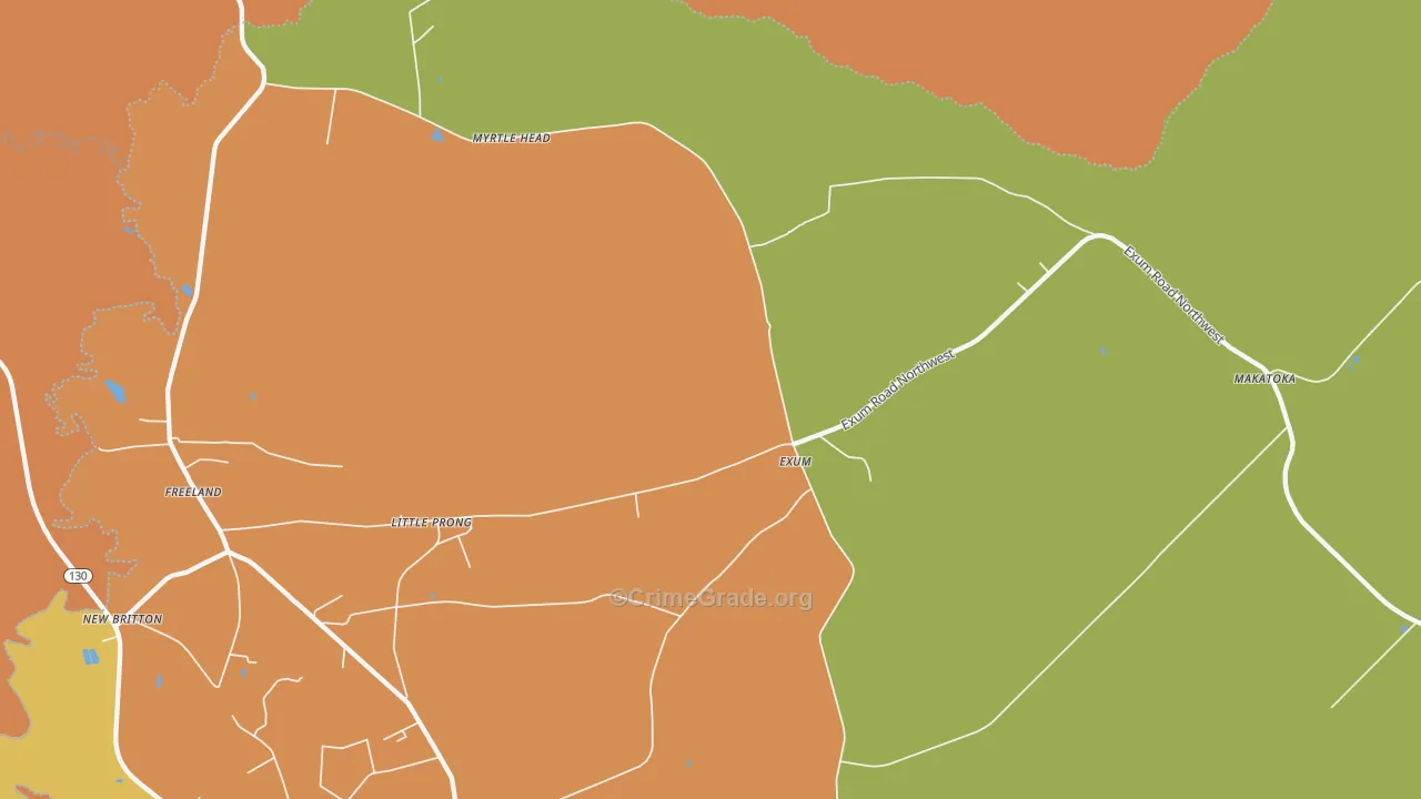 Exum, NC Map of Robbery Rates