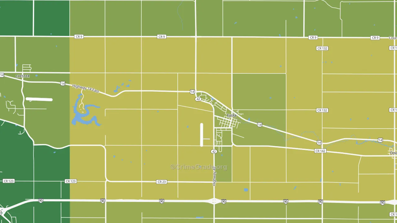 Eyota, MN Map of Robbery Rates