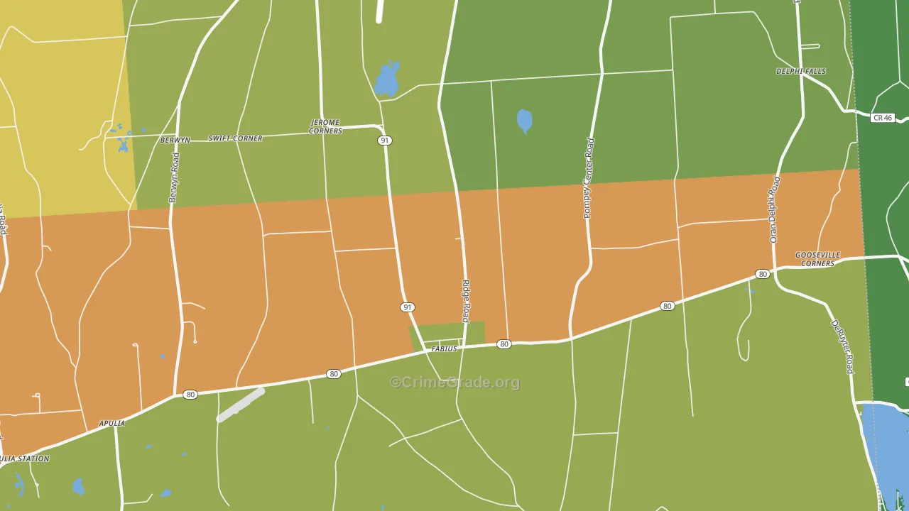 Fabius, NY Map of Robbery Rates