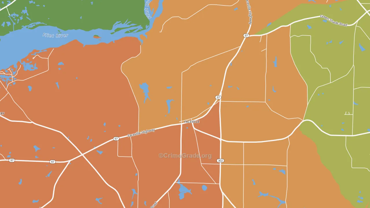 Faceville, GA Map of Robbery Rates