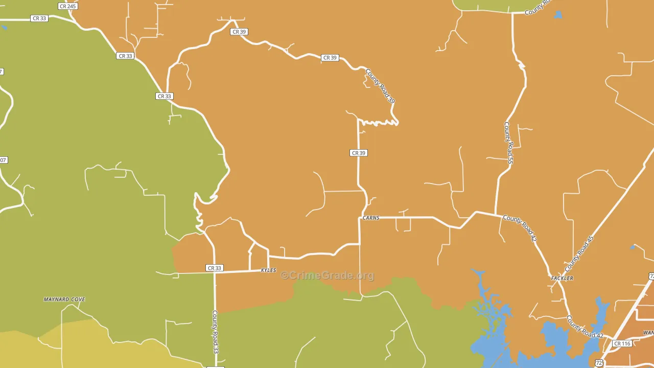 Fackler, AL Map of Robbery Rates