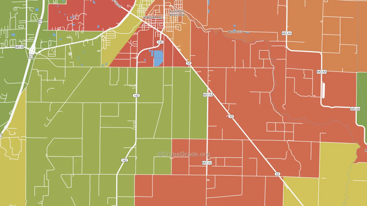 Fagus, MO Map of Robbery Rates