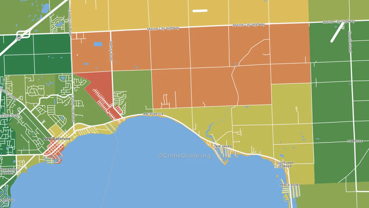 Fair Haven, MI Map of Robbery Rates