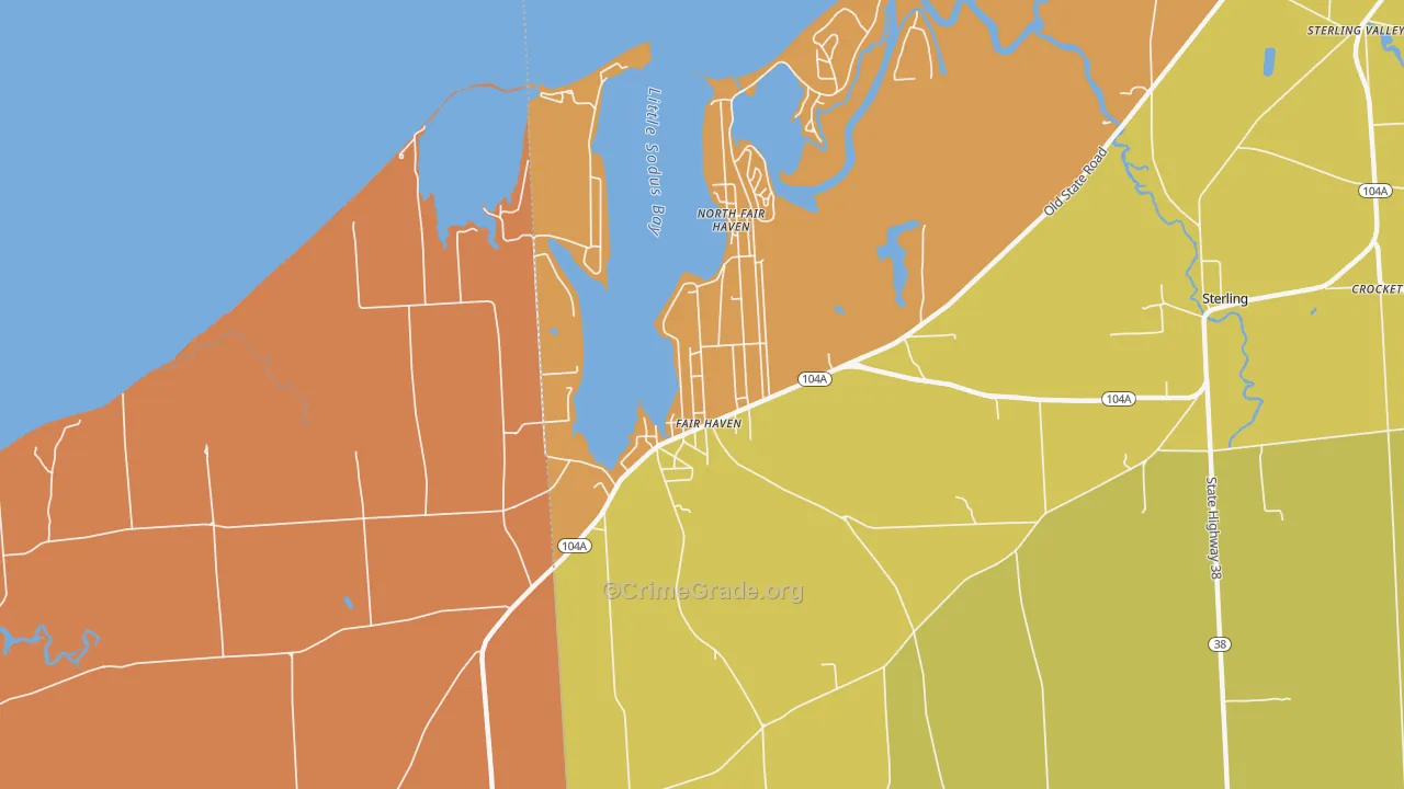 Fair Haven, NY Map of Robbery Rates