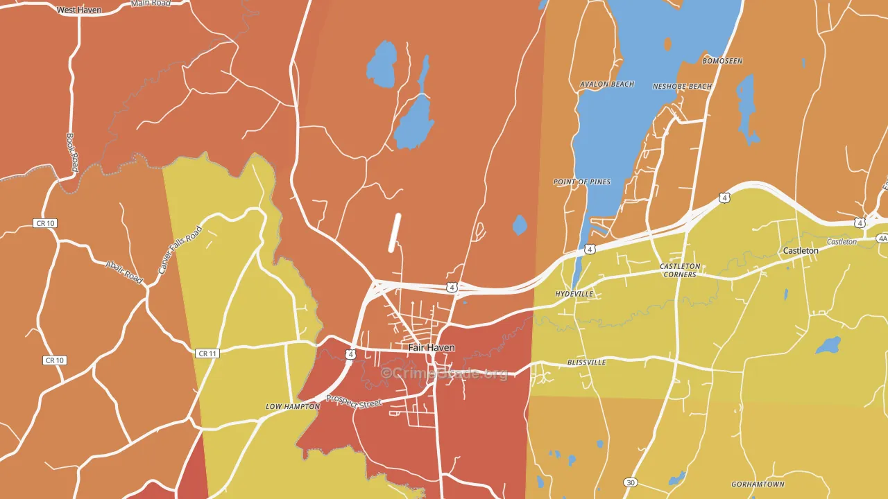 Fair Haven, VT Map of Robbery Rates
