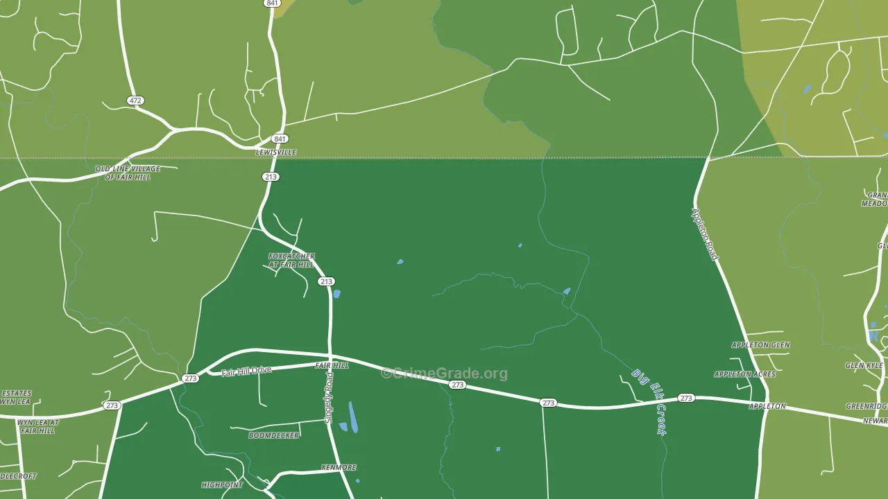 Fair Hill, MD Map of Robbery Rates