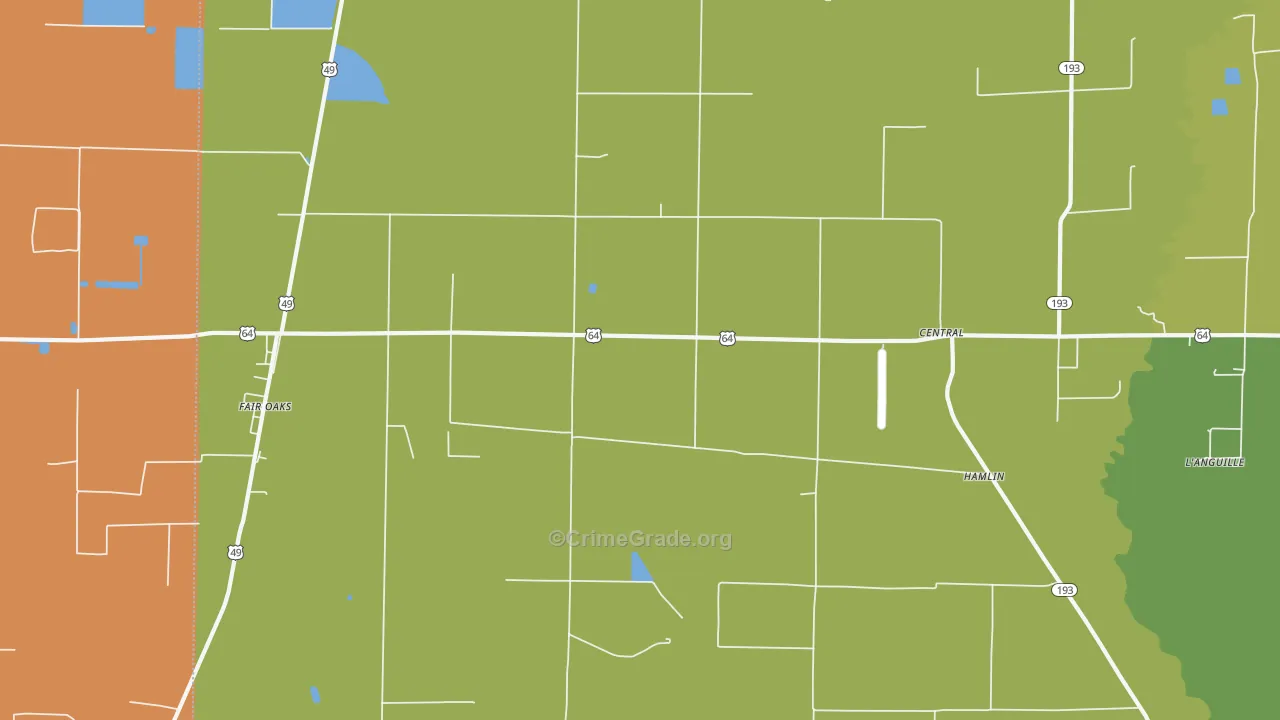 Fair Oaks, AR Map of Robbery Rates