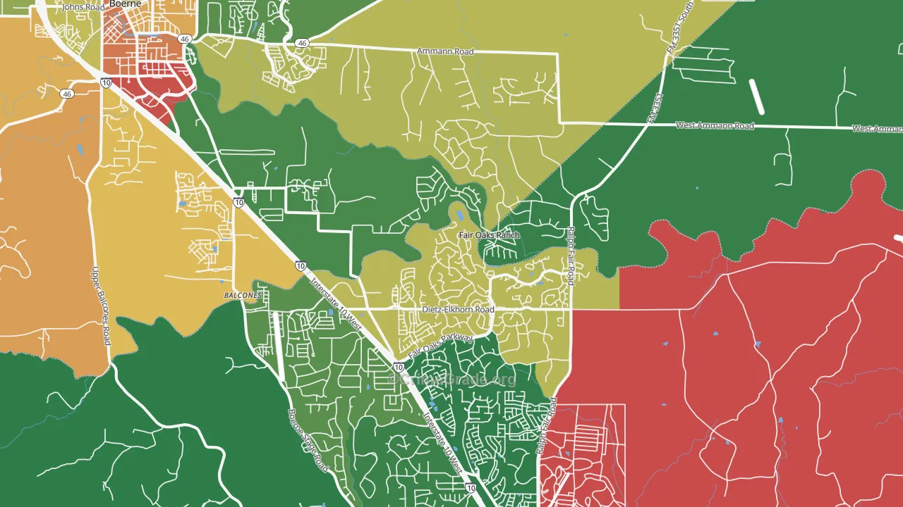 Fair Oaks Ranch, TX Map of Robbery Rates