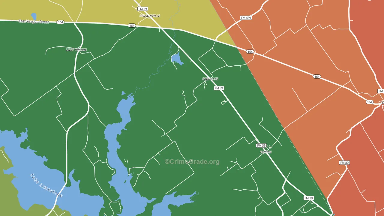 Fair Oaks, TX Map of Robbery Rates