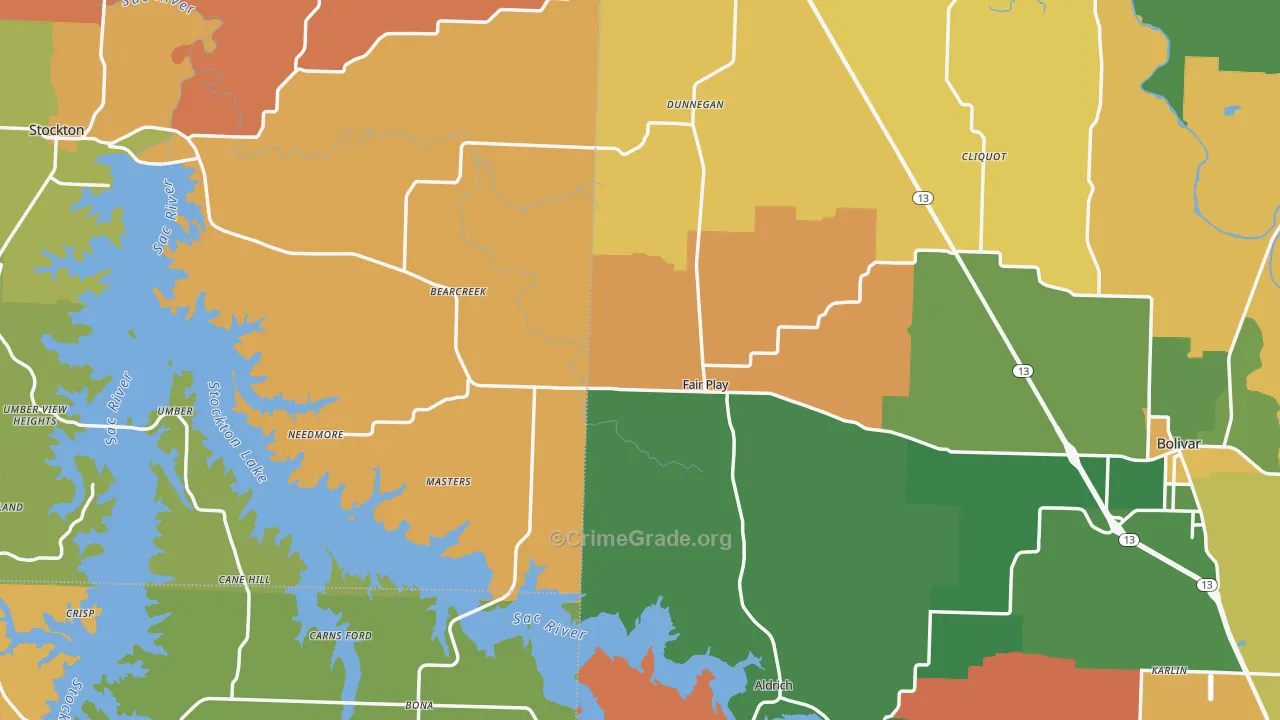 Fair Play, MO Map of Robbery Rates