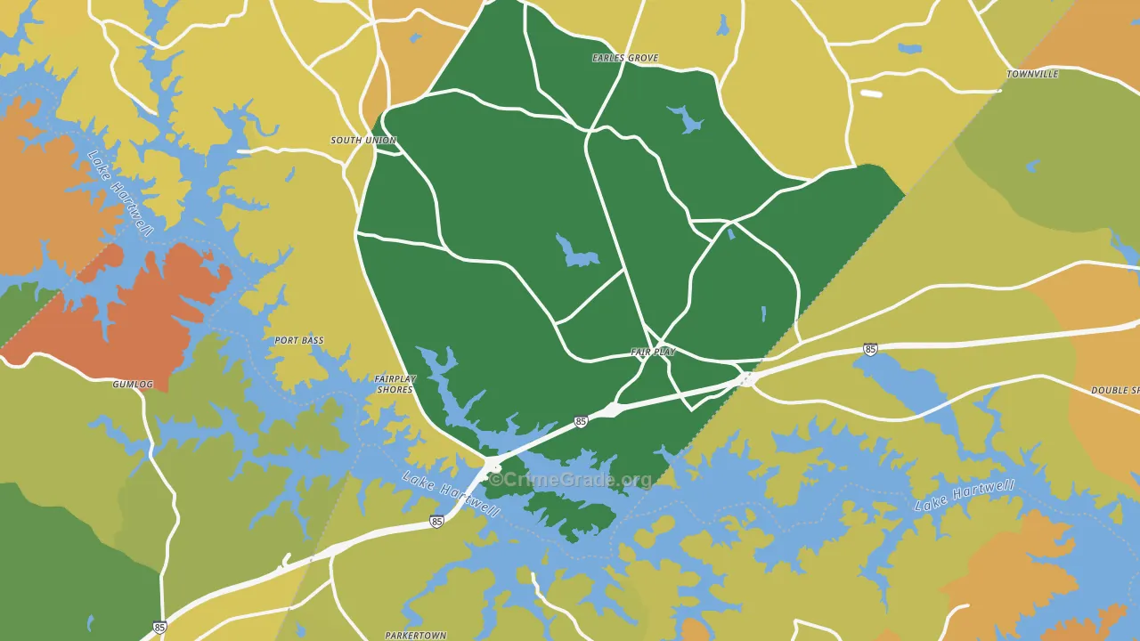 Fair Play, SC Map of Robbery Rates