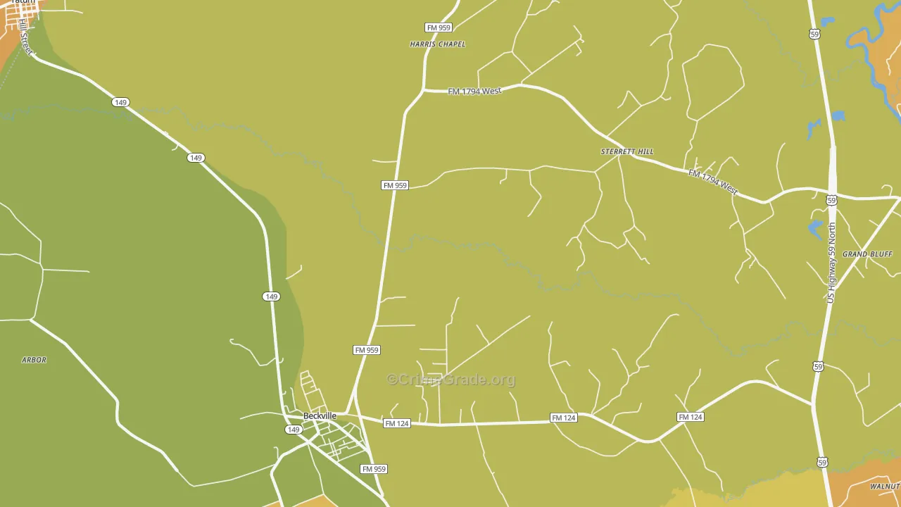 Fair Play, TX Map of Robbery Rates