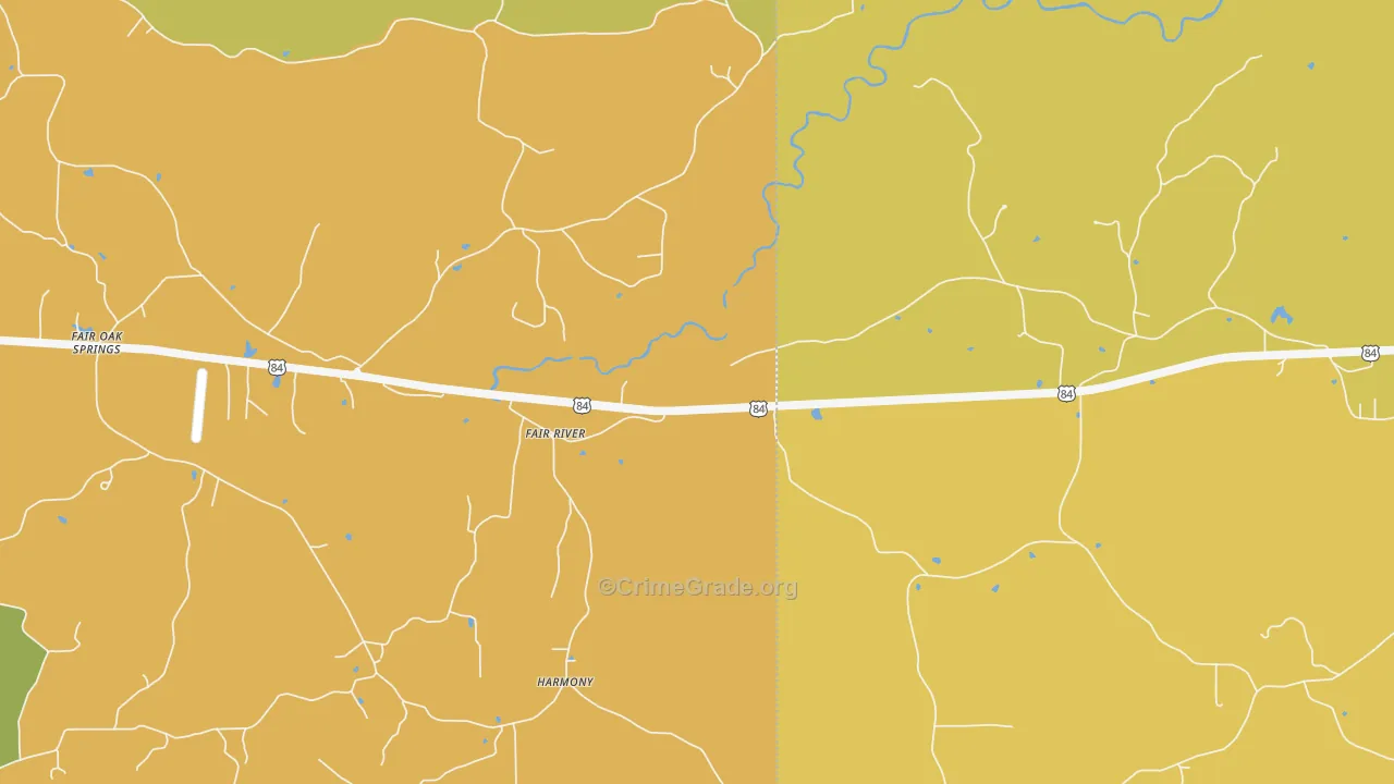 Fair River, MS Map of Robbery Rates