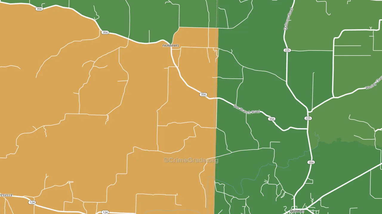 Fairbanks, AR Map of Robbery Rates