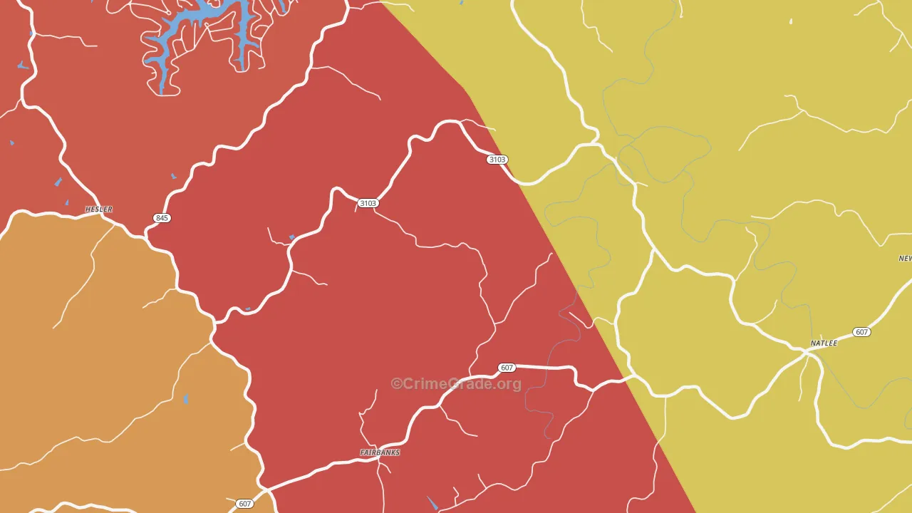 Fairbanks, KY Map of Robbery Rates